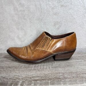 Vintage Guess Brown Leather Pointed Ankle Western Booties Shoes Size 7.5 90s‎